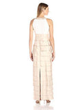 Beaded Yoke Gown, Ivory/Beige, 10