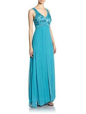 Blue Embellished Empire Panel Gown Size 4Us