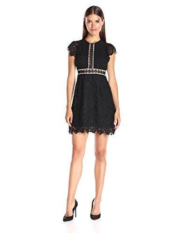 Lace Dress With Ruffles, Black, 10