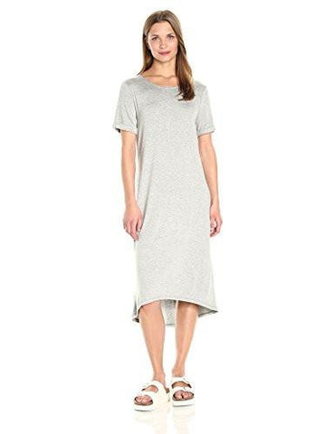 Gray Cuffed Tee Shirt Dress Heather Grey Large