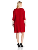 Plus Size Line Sweater Dress, Red, 1X