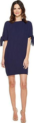 Vince Camuto Crepe Knotted Sleeve Shift Dress Navy Dress