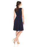 3/4 Sleeve Trapunto Jacket Dress, Navy/Tan, 6