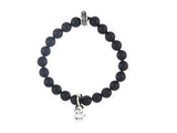 Onyx Bead Bracelet Silver Skull Bracelet