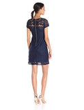 All Over Lace Dress With Cap Sleeve, Navy, 10