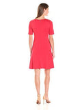 Elbow Sleeve Flounce Dress, Tomato Red, L
