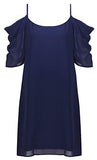 Summer Spaghetti Strap Sundress Trumpt Sleeve Beach Slip Dress Navy Blue Medium