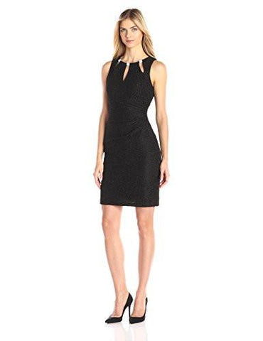 Sleeveless Side Rouched Dress With Cut Outs, Black, 14