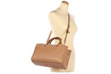 Leather Handbag Shopping Bag Purse Bamboo Beige