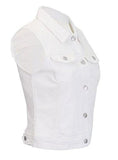 Denim Vest Stretchy Nice Stone Washed W Hand Sanding S M L 1Xl 2Xl 3Xl White 2Xl