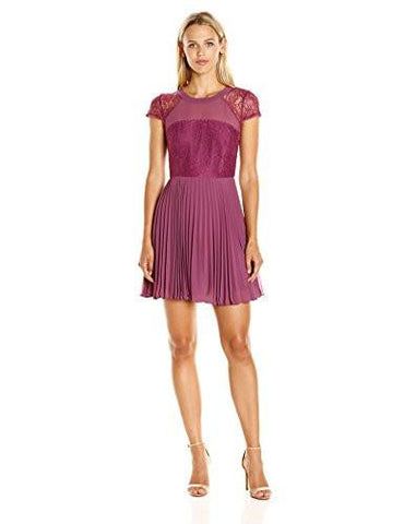 Bcbgeneration Pleated Dress With Lace Contrast Purple Mist 8