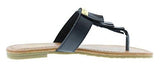 Keira Layered Kilty Fringe Gold Logo Plate TStrap SlipOn Slide Thong Flat Sandal Black 6 M Us