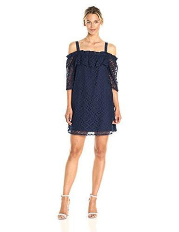 Off Shoulder Dress Dark Navy L