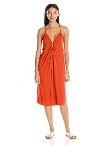 Gypsy Jersey Midi Dress Cover Up, Flame/Fla, S