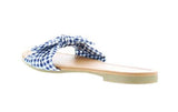 Bea Open Toe Knot Slide Flat Sandal Checkered Print 8 Us