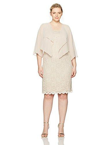 Jessica Howard Plus Size Wing Collar Jacket Dress, Champagne, 16W