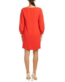 Delni Classic Crepe V Neck Long Sleeve Dress Ruby 0