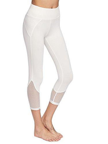 Sweatyrocks Capri Leggings Fishnet Mesh Workout Yoga Active Crop Pants White L