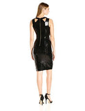 Sequin Sheath Dress With Cutouts, Black, 4
