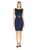 Cap Sleeve Sheath With Beaded Detail At Wasit, Navy, 12