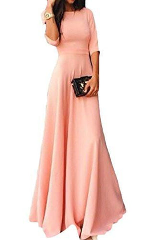 M2Mo Solid 34 Sleeve Lined Prom Evening Party Maxi Dress Pink Us Xl