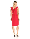 Taylor Dresses Ruffle Neck Sheath Dress, Red, 4