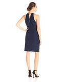 Halter Dress With Metal Necklace, Navy, 8