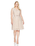 Jessica Howard Plus Size Sleeveless VNeck Dress Seamed, Taupe/Rose, 18W