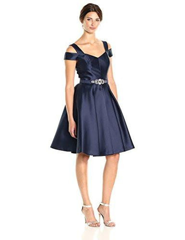 Eliza J Off The Shoulder Flared Dress, Navy, 6