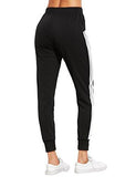 Sweatyrocks Drawstring Waist Striped Side Jogger Sweatpants With Pockets Black L