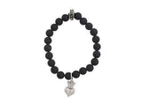 Onyx Bead Bracelet With Baby Crowned Heart Sterling Silverwhite Bracelet