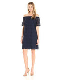 Geo Petal Lace Off The Shoulder Shift, Navy, 12