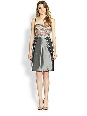 S Spaghetti Straps Sleeveless Cocktail Dress Metallic 0