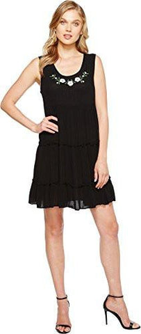 Karen Kane Tiered Embroidery Dress Black Dress