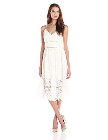 Midi Lace Dress, White, 4