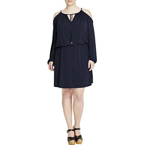 Michael Kors Plus Cold Shoulder Knee Length Casual Dress Navy 3X