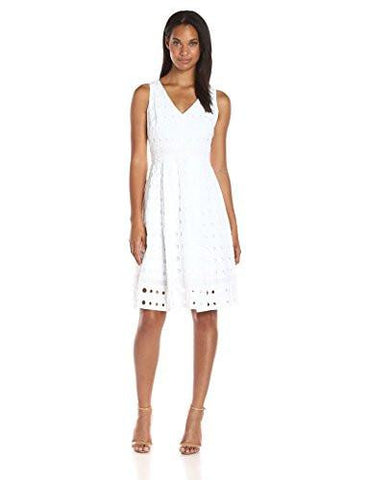 Eliza J Midi Length Eyelet Dress, Ivory, 12