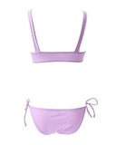 Mooskini ’S Racerback Top Side Tie Bottom Two Piece Bikini Set Padded Bathing Suit L Purple