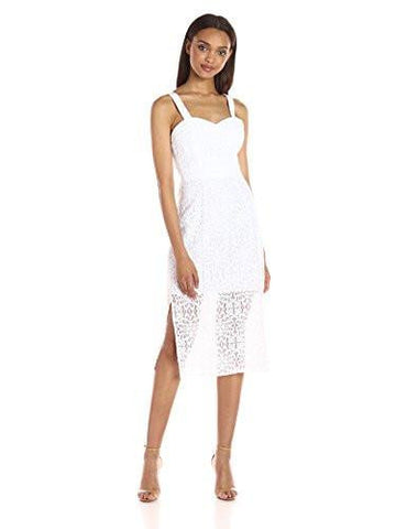 White Lace Midi Dress Optic White 10