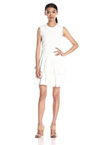 Sl Text Tweed Dress, Sea Salt, 4