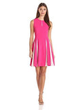 Stretch Crepe Dress With Insets, Azalea/Ivory, 4