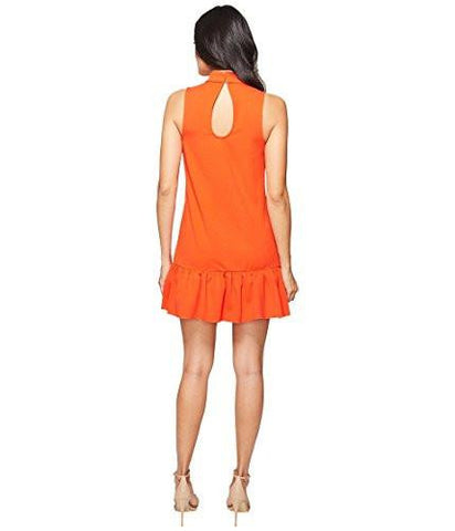 Trina Maka Solid Diamond Textured Ponte Mock Neck Dress Torch S