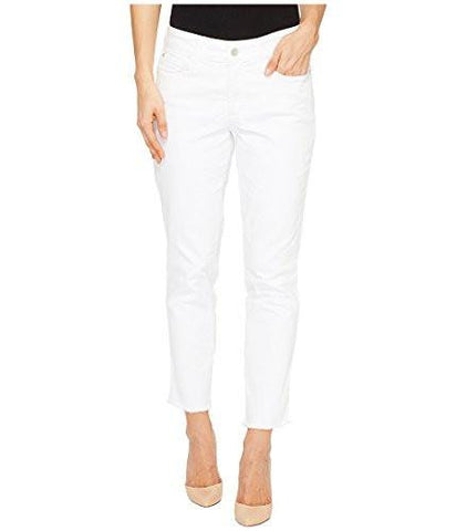 Alina Skinny Ankle Jeans With Frayed Hem, Optic White, 10