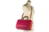 Leather Handbag Shopping Bag Purse Bamboo Fucsia