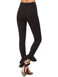 Sweatyrocks High Waist Skinny Ruffle Hem Long Leggings Workout Yoga Pant Black S