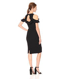 Maggy London Ruffle Cold Shoulder Midi Sheath, Black, 16
