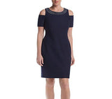 Jessica Howard Petite Elbow Sleeve Cold Shoulder, Navy, 14P