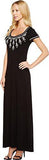 Embroidered Cap Sleeve Maxi Dress Black Dress