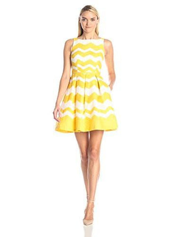 Zig Zag Cotton Jacquard, Yellow/Ivory, 10