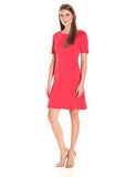 Elbow Sleeve Flounce Dress, Tomato Red, L